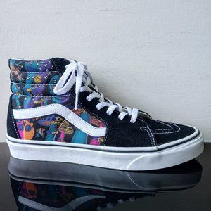 Vans Men's Sk8-Hi Suede / Canvas Sneaker in Awesome Trippy Drip Black Multicolor